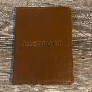 J. Crew Brown Leather Passport Holder Wallet Denim Lining New Condition